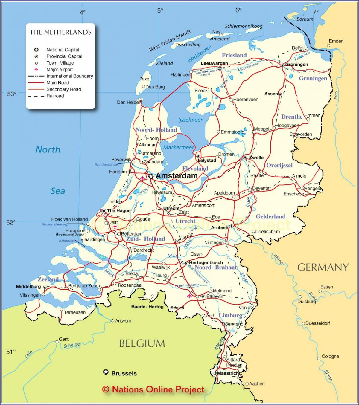 خريطة هولندا والدول المحيطة